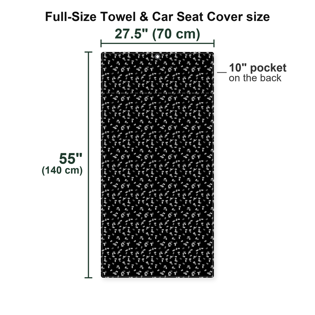Getting Lucky Full-Size Towel & Car Seat Cover - Size Chart