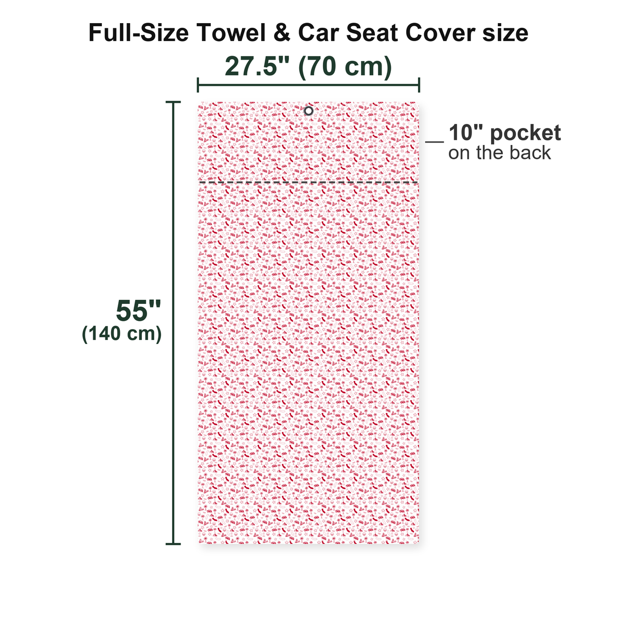 Golden Coast Full-Size Towel & Car Seat Cover - Size Chart