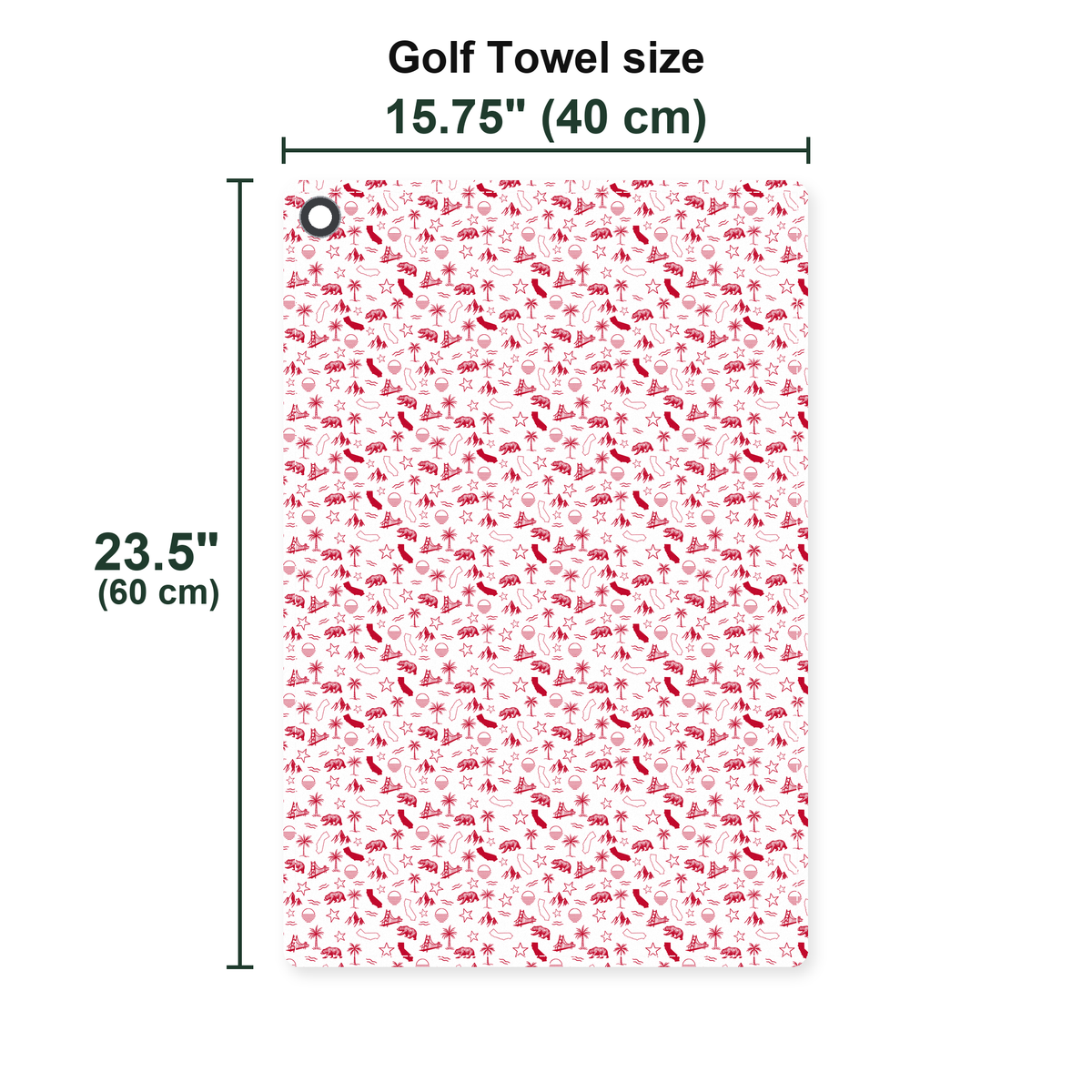 Golden Coast Golf Towel - Size Chart