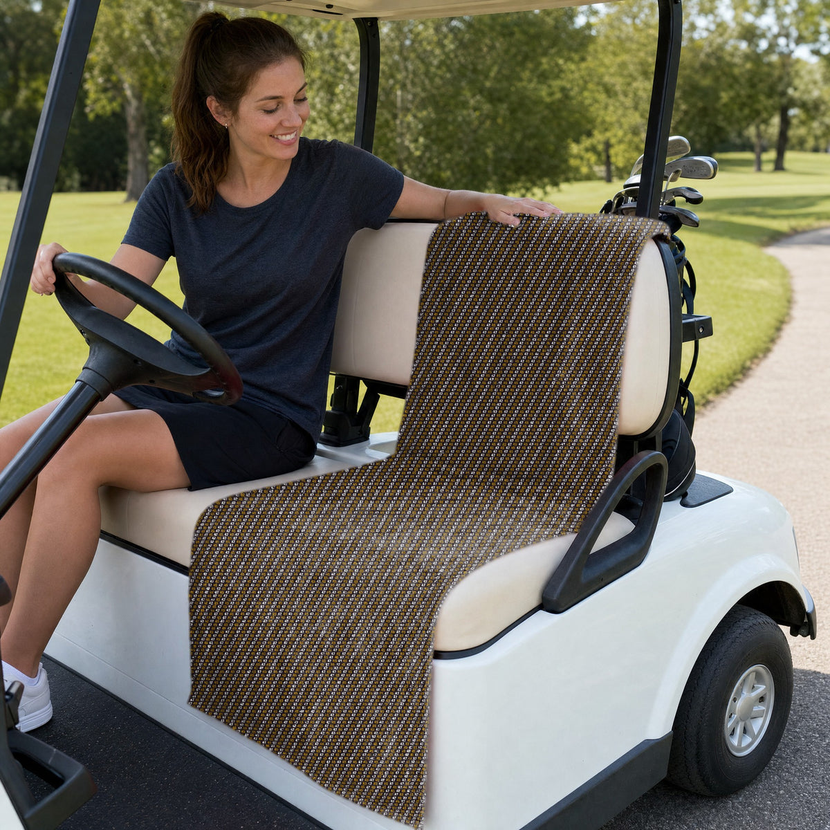 Golden Era Full-Size Towel & Car Seat Cover - On a Golf Cart Seat