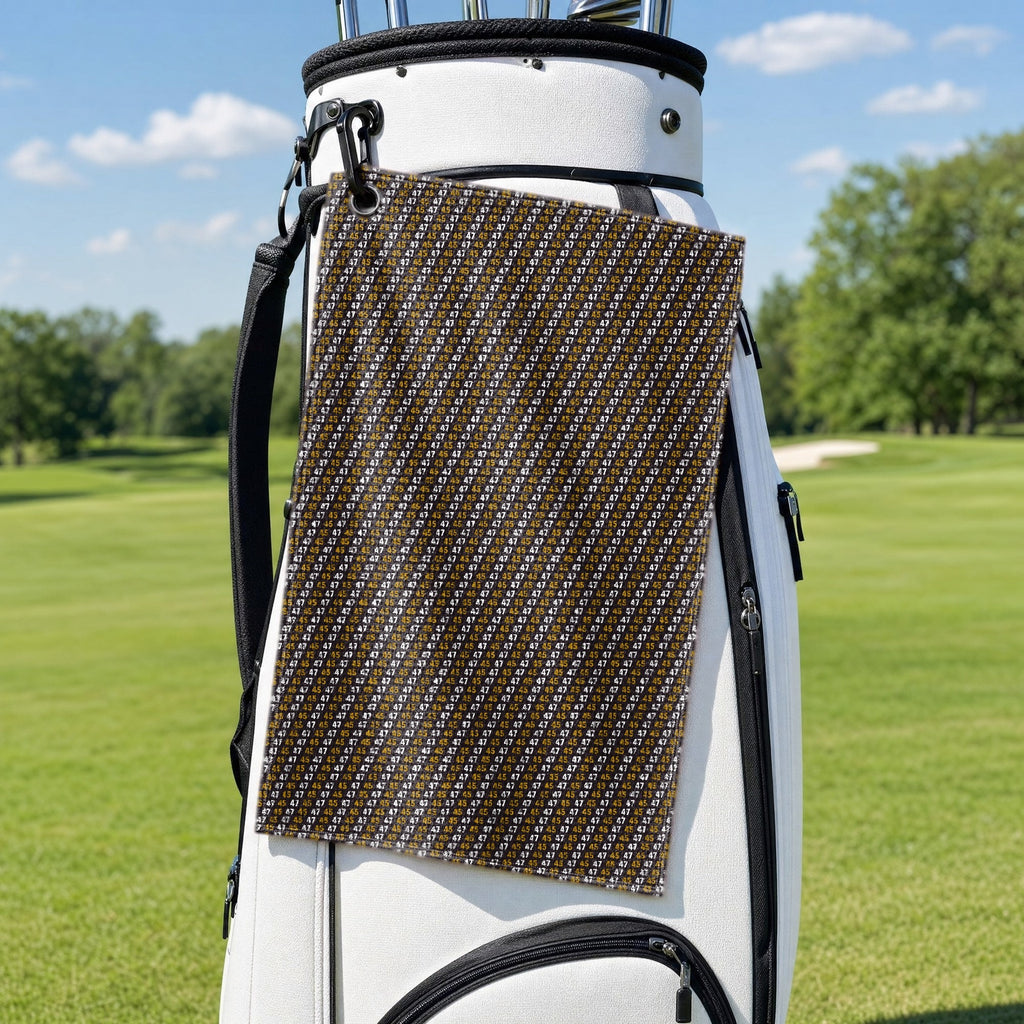 Golden Era Golf Towel - Hanging on a Golf Bag