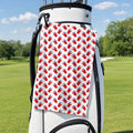 Greatest Lips American Golf Towel - Hanging on a Golf Bag