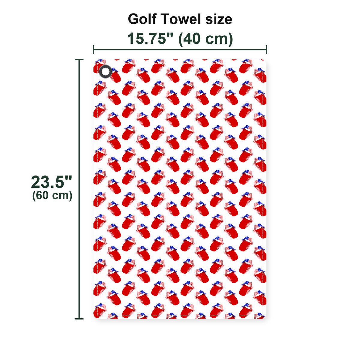 Greatest Lips American Golf Towel - Size Chart