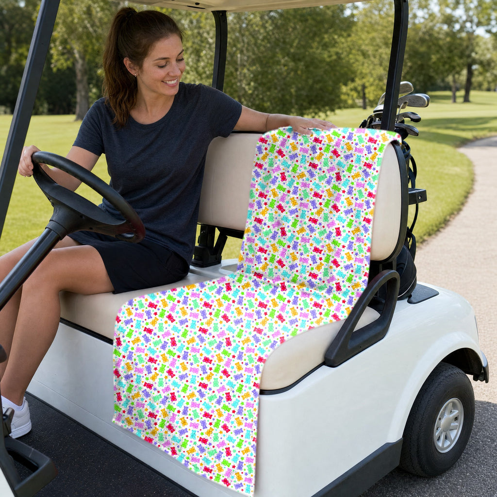 Gummy Bears Full-Size Towel & Car Seat Cover - On a Golf Cart Seat