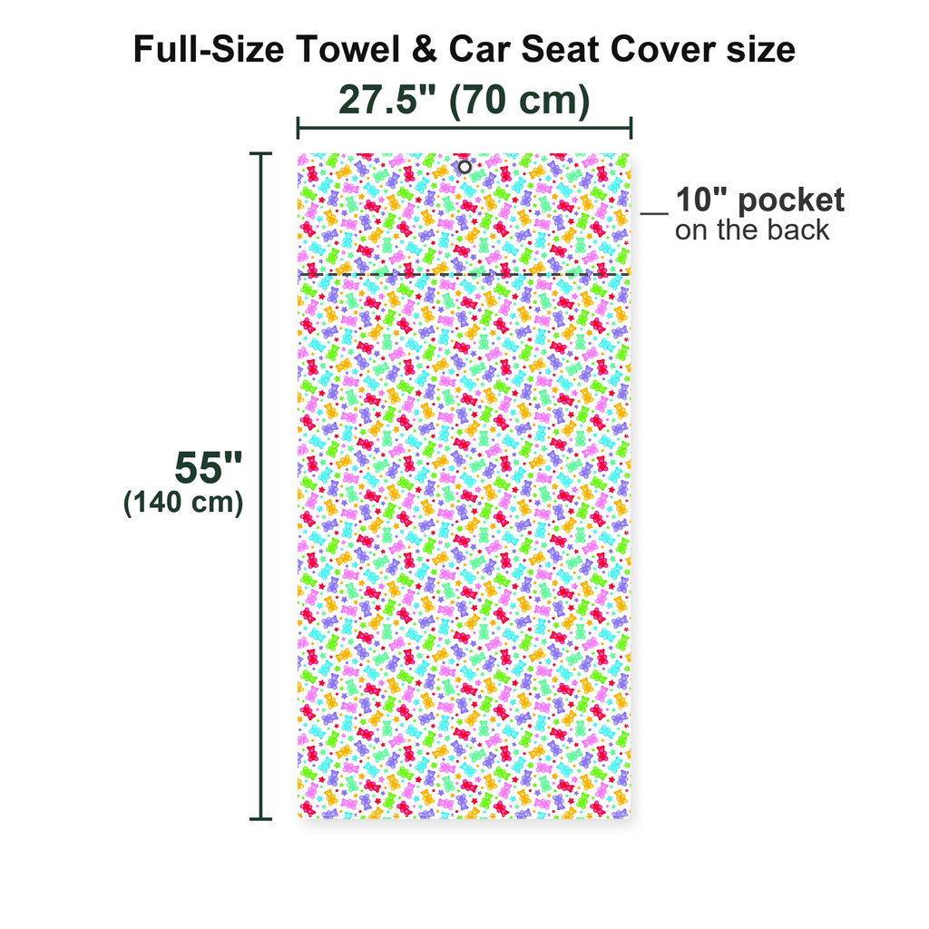Gummy Bears Full-Size Towel & Car Seat Cover - Size Chart