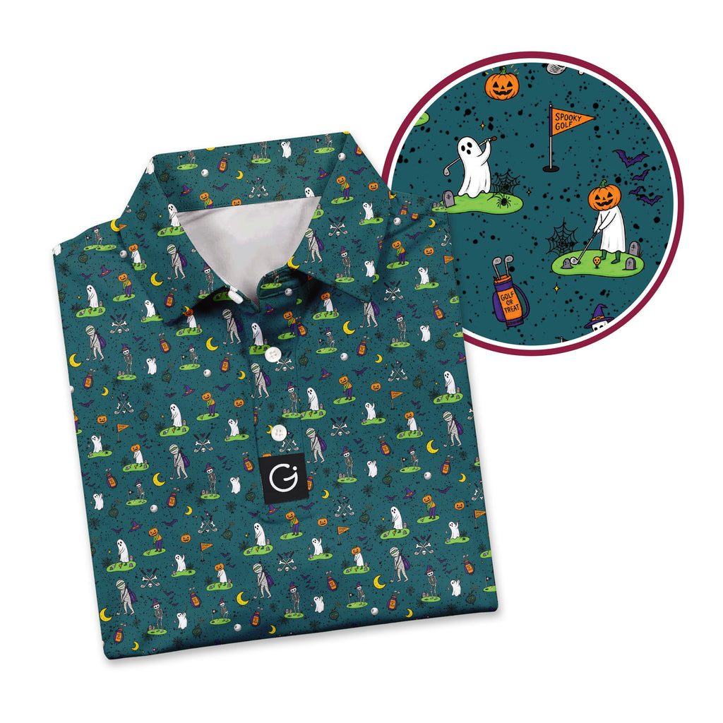 Haunted Fairways Polo Shirt For Men - Detail Close-up