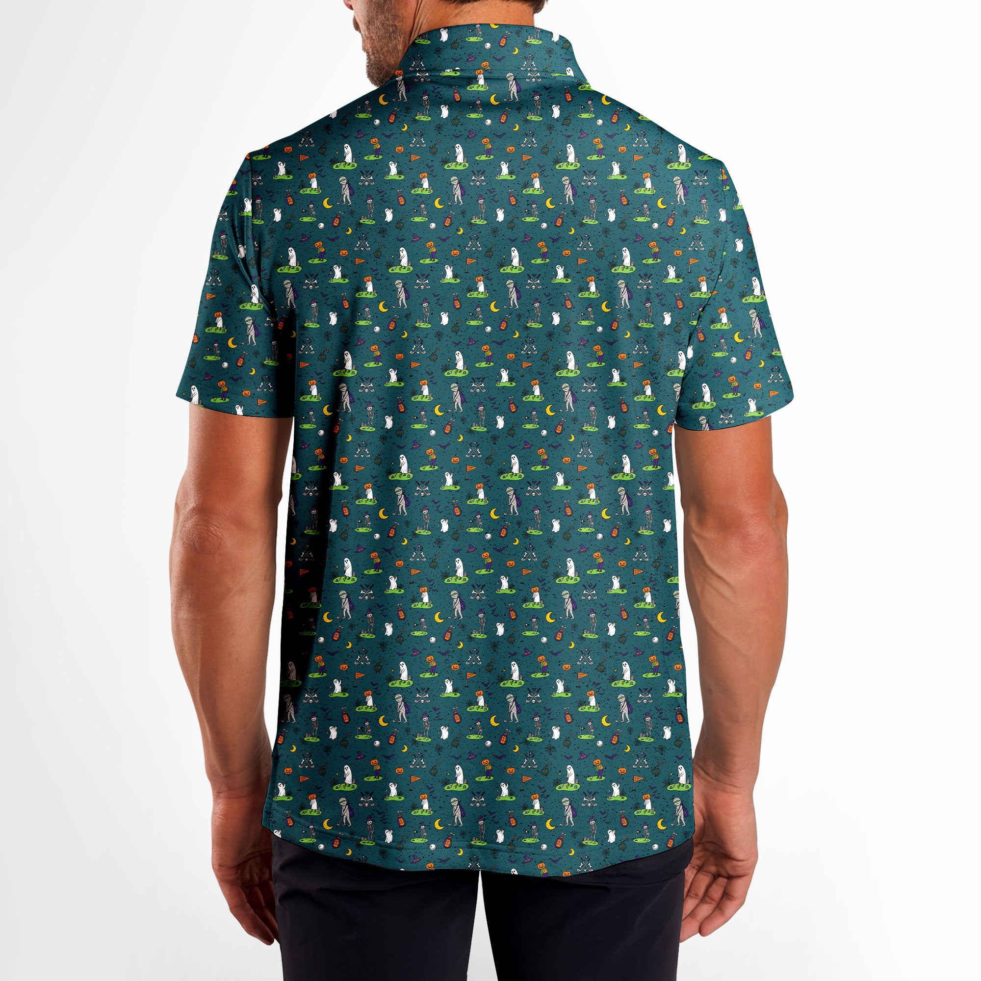 Haunted Fairways Polo Shirt For Men - Model Back