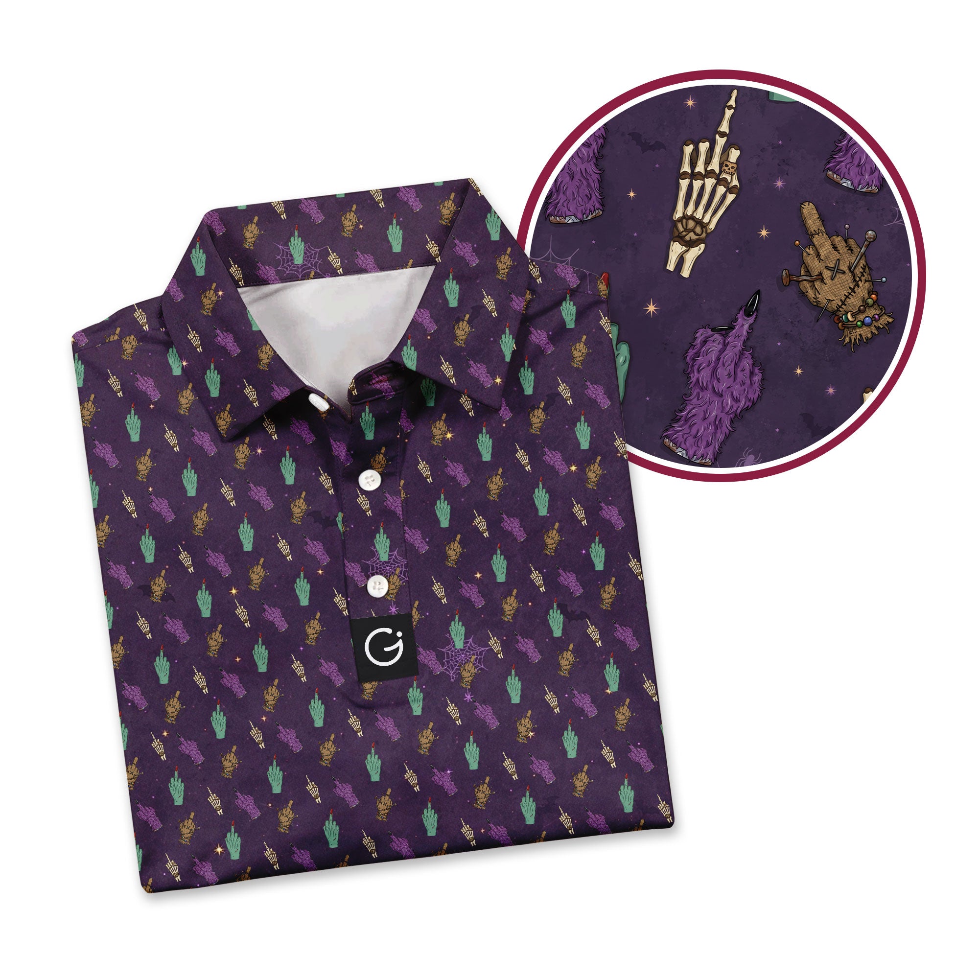 Haunted Flip - Off Polo Shirt For Men - PURPLE-ZOOM