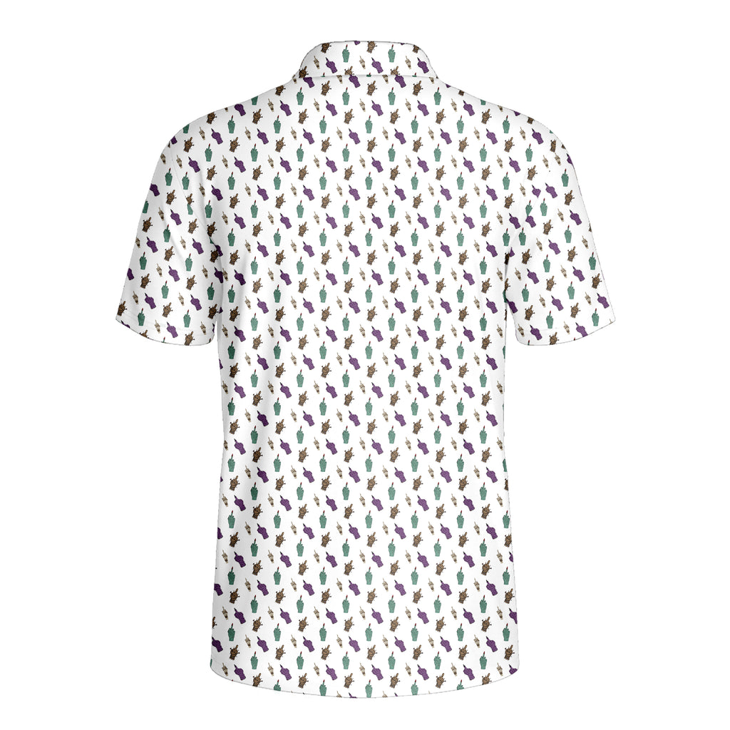 Haunted Flip - Off Polo Shirt For Men - WHITE-BACK