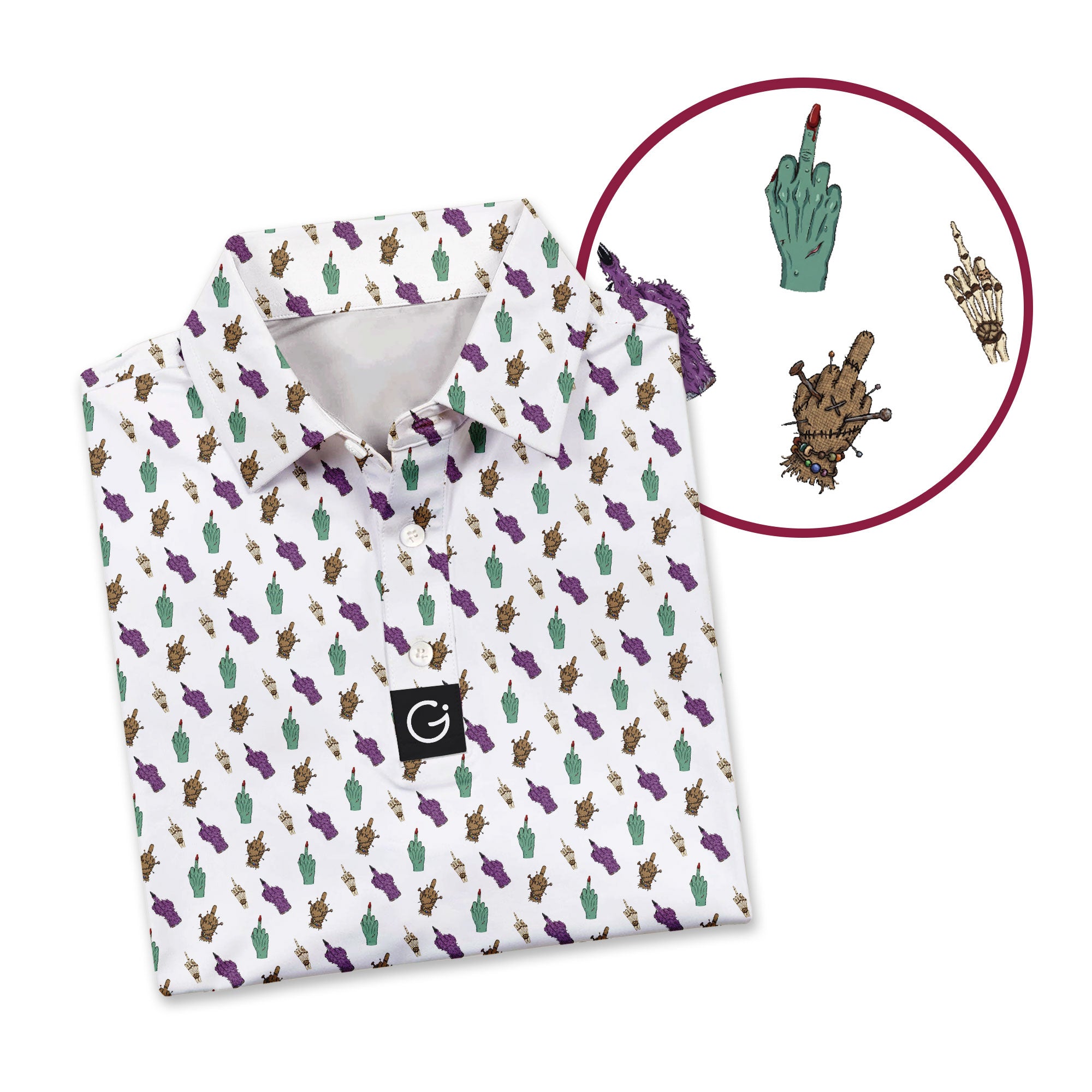 Haunted Flip - Off Polo Shirt For Men - WHITE-ZOOM
