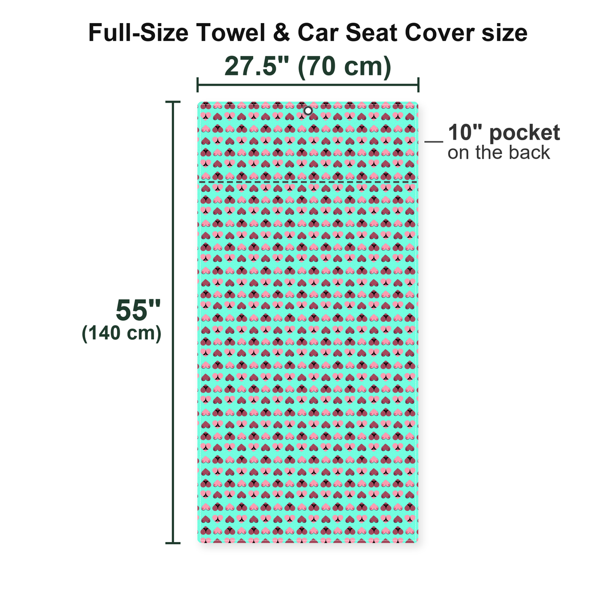Heart Hip Full-Size Towel & Car Seat Cover - Size Chart