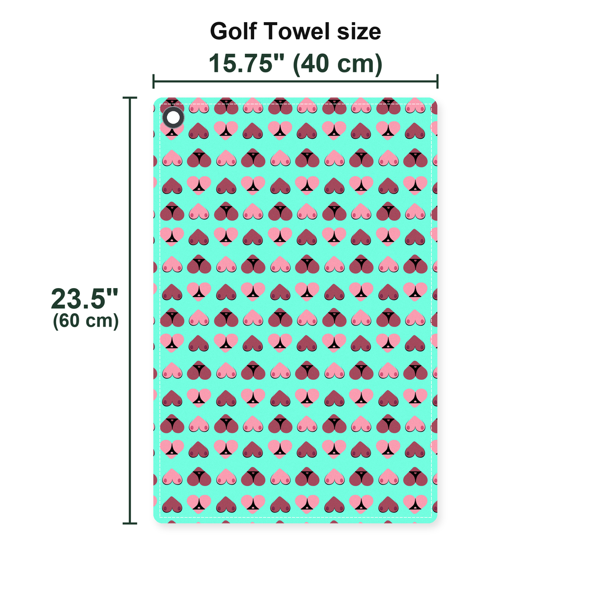 Heart Hip Golf Towel - Size Chart