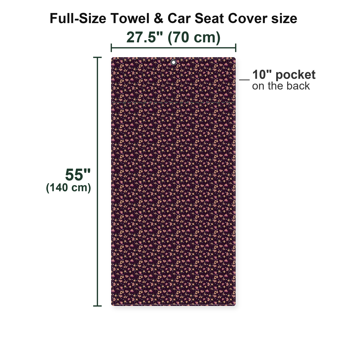 Hearts Like Breast Full-Size Towel & Car Seat Cover - Size Chart