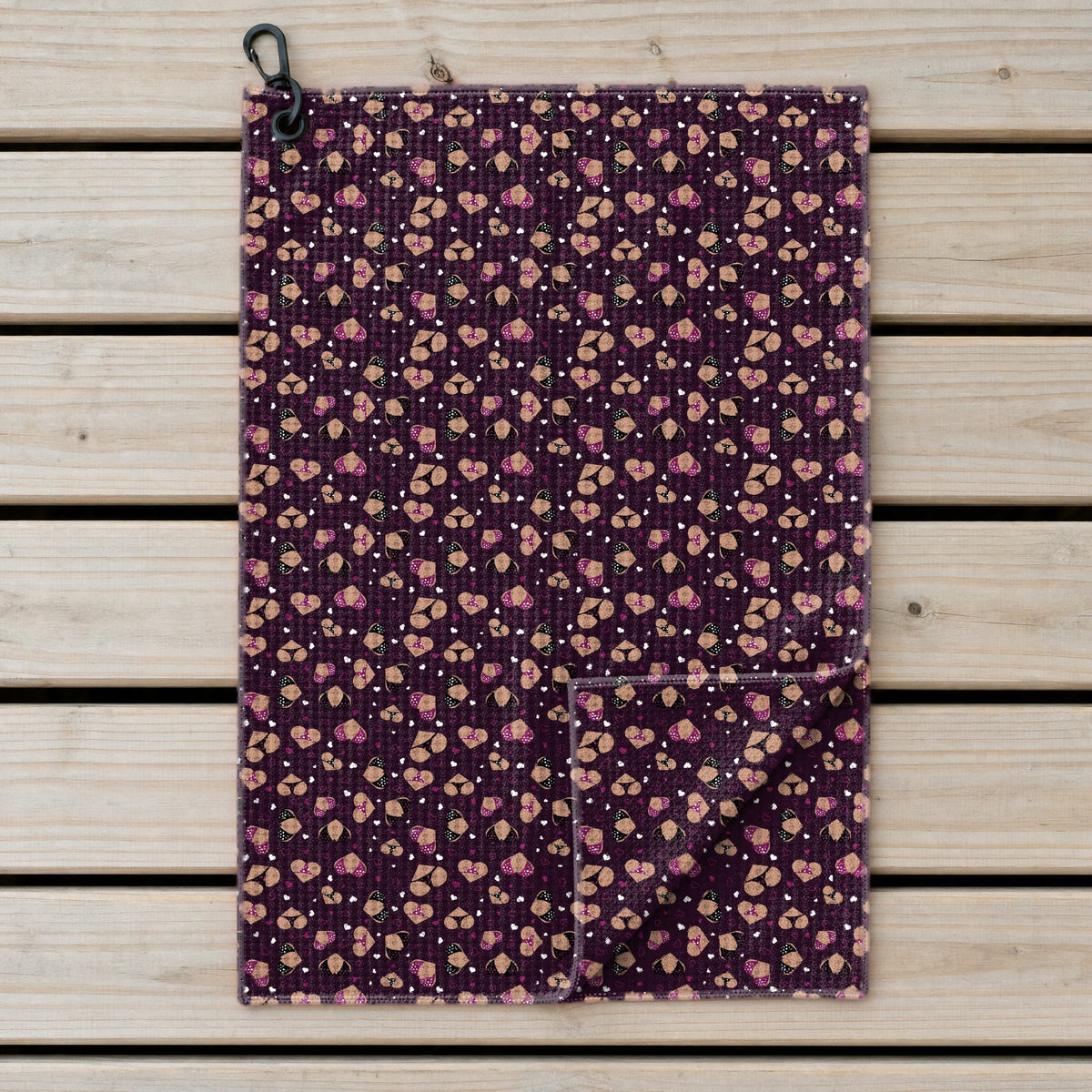 Hearts Like Breast Golf Towel - Laid Flat