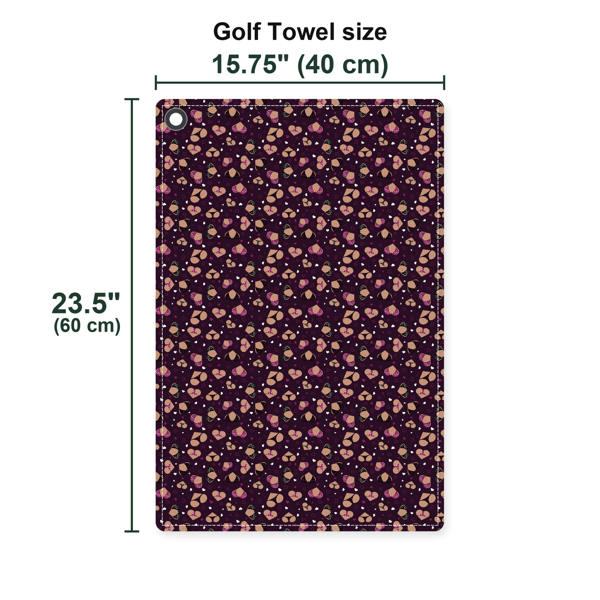 Hearts Like Breast Golf Towel - Size Chart
