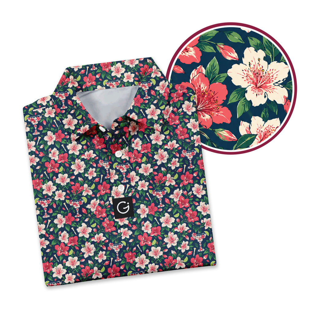 Hidden Cocktail Bloom Polo Shirt For Men - Detail Close-up
