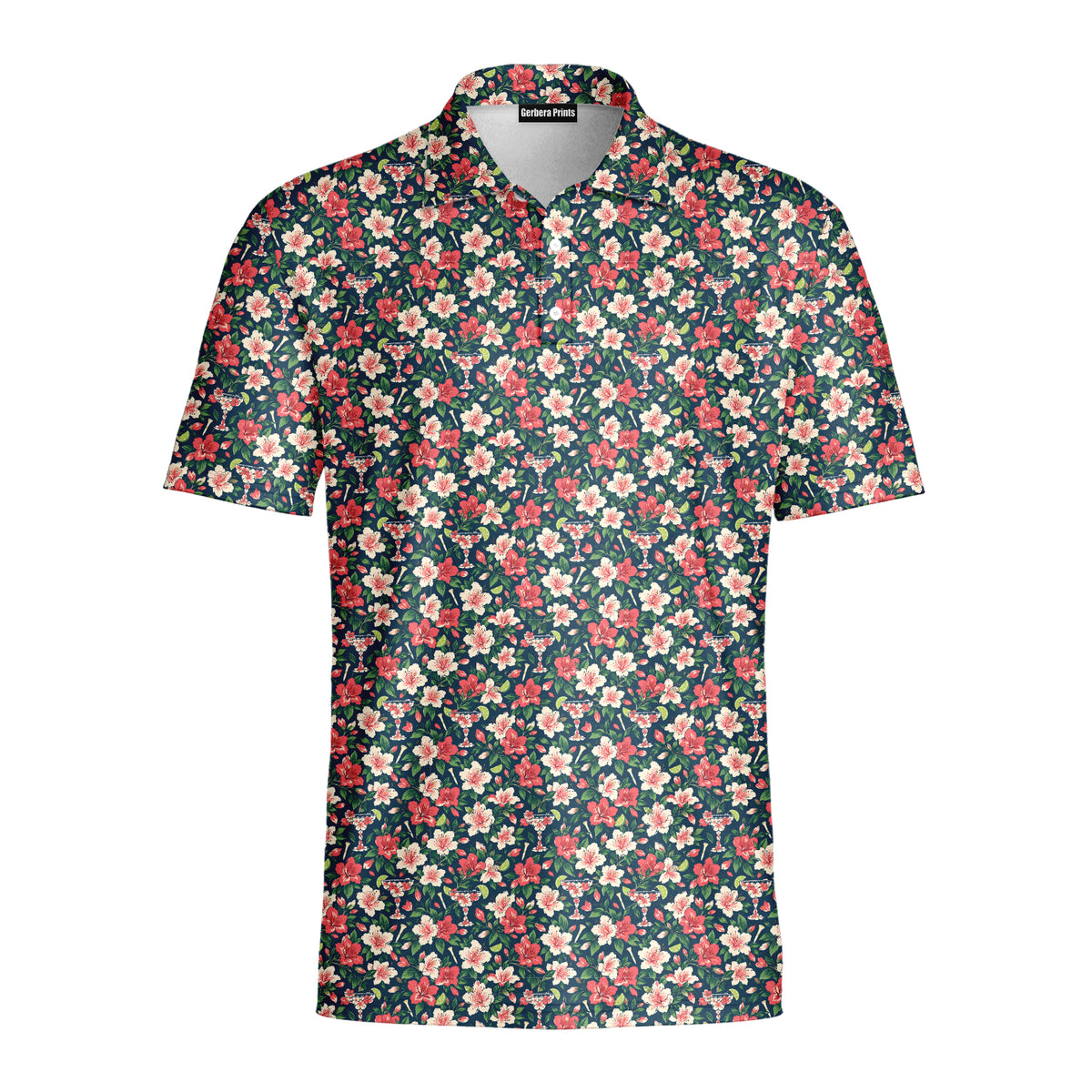 Hidden Cocktail Bloom Polo Shirt For Men - Front