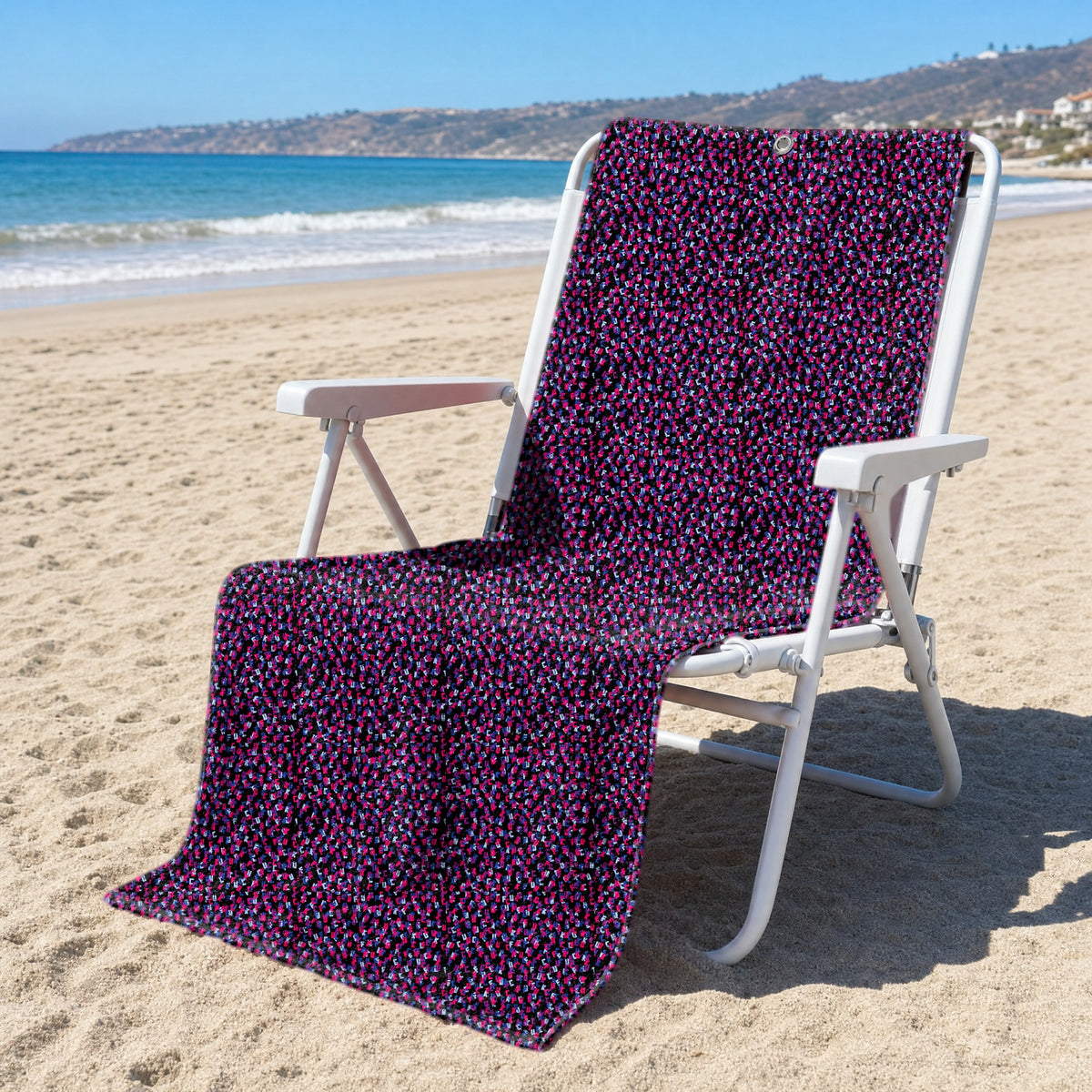 Hidden Words Full-Size Towel & Car Seat Cover - On a Beach Chair
