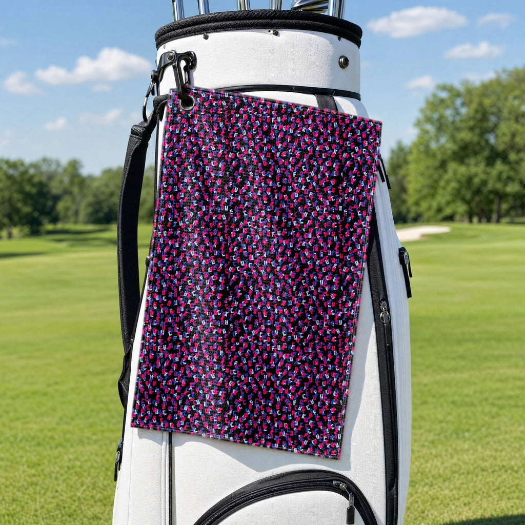 Hidden Words Golf Towel - Hanging on a Golf Bag