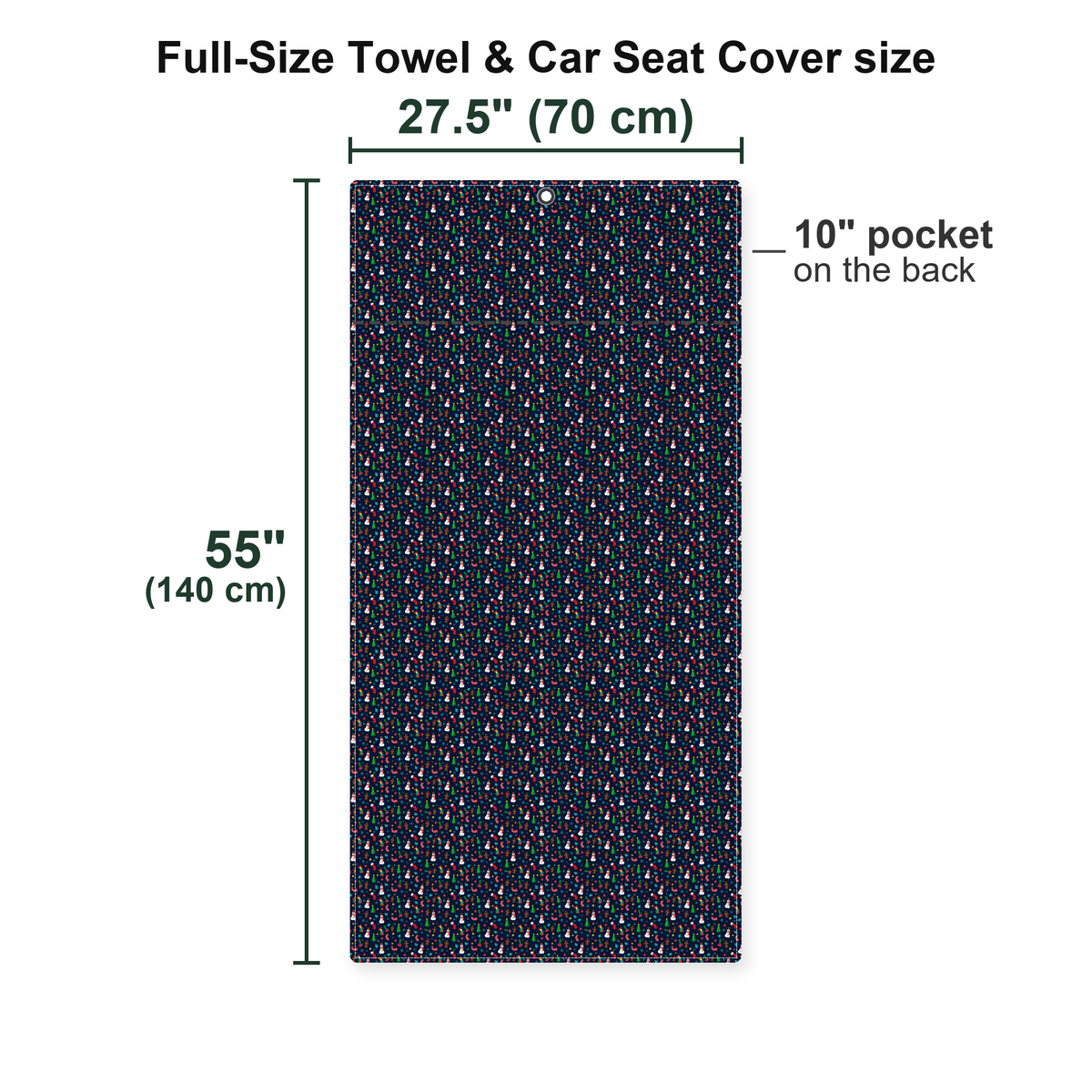 Ho Ho Hole-in-One Full-Size Towel & Car Seat Cover - Size Chart