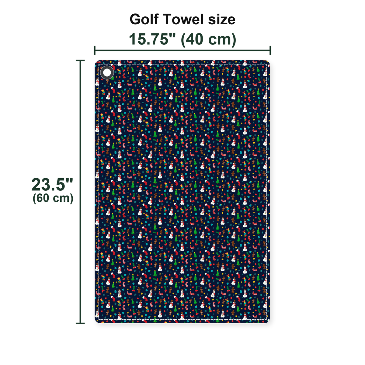 Ho Ho Hole-in-One Golf Towel - Size Chart