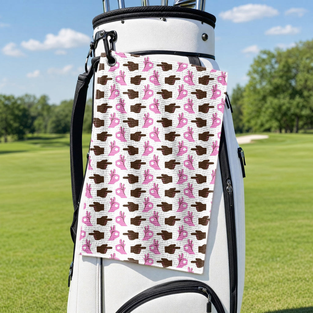 Hole In 1 Golf Towel - Hanging on a Golf Bag