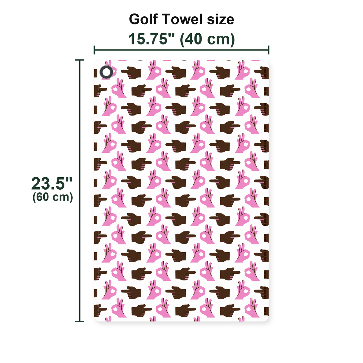 Hole In 1 Golf Towel - Size Chart