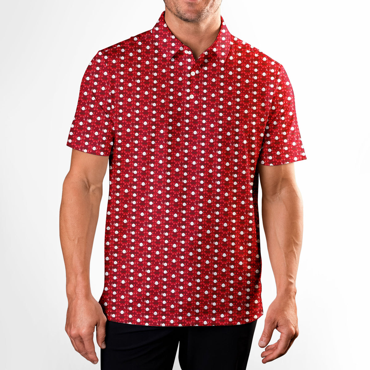 Holly Jolly Funny Golf Polo for Men - Model Front