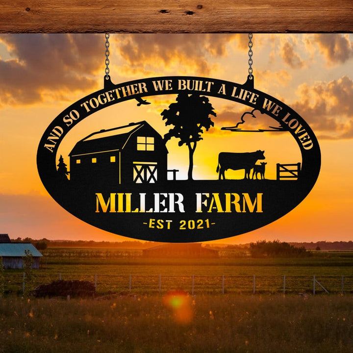 Barn Cow Cattle Farm Address Sign Custom Name Laser Cut Metal Signs MN1877