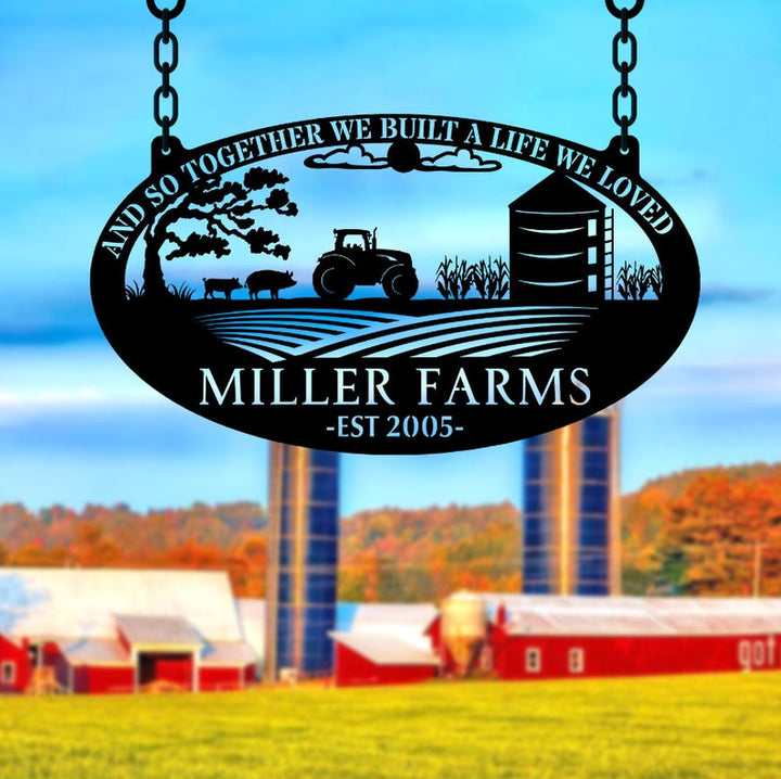 Tractor Pigs Farm Address Sign Custom Name Laser Cut Metal Signs MN1879
