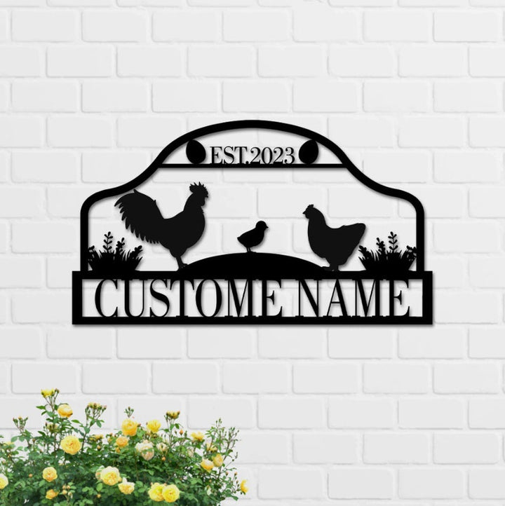 Chicken Hens Farm Address Sign Custom Name Laser Cut Metal Signs MN1873