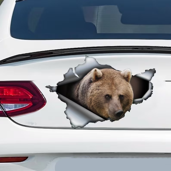 Brown Grizzly Bear 3D Vinyl Car Decal Stickers CCS3262