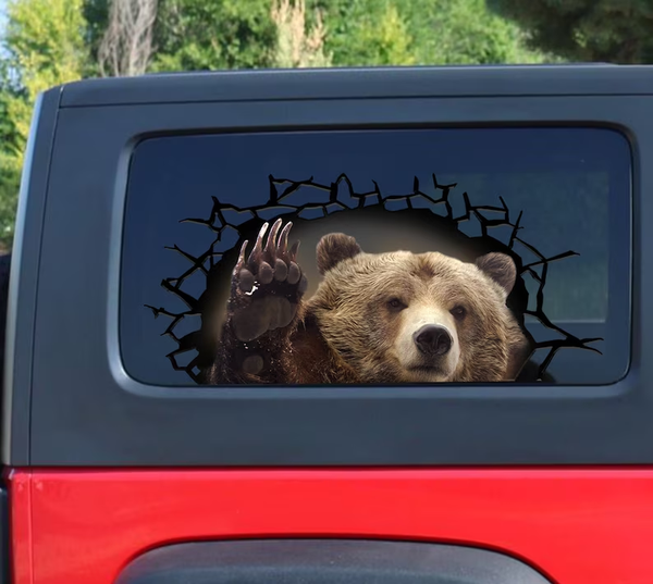 Brown Grizzly Bear 3D Vinyl Car Decal Stickers CCS3445