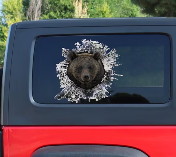 Black Grizzly Bear 3D Vinyl Car Decal Stickers CCS3441