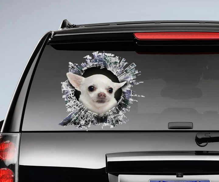 Funny White Chihuahua Dog 3D Vinyl Car Decal Stickers CCS3015