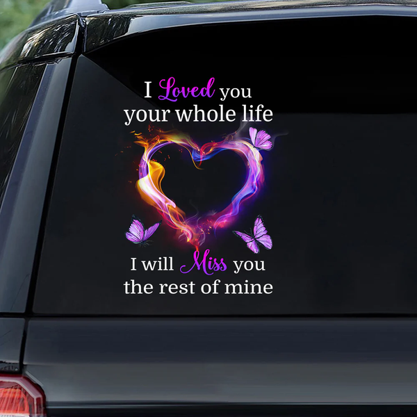 I Will Miss You Heart Memorial Custom Text Vinyl Car Decal Sticker