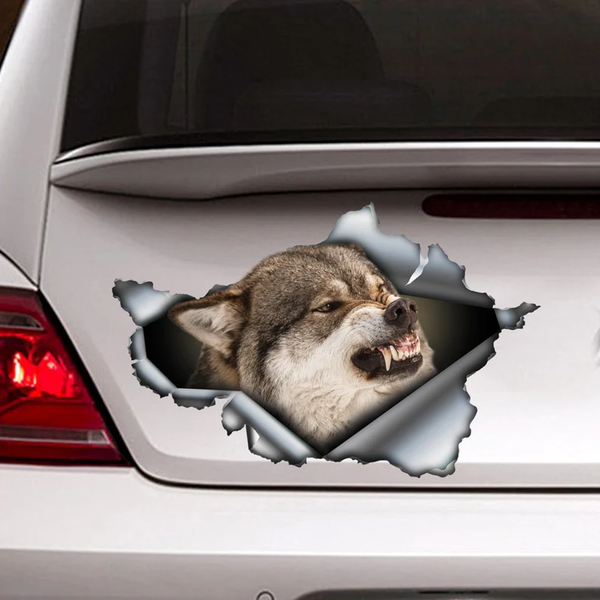 Angry Grey Wolf 3D Vinyl Car Decal Stickers CCS3359