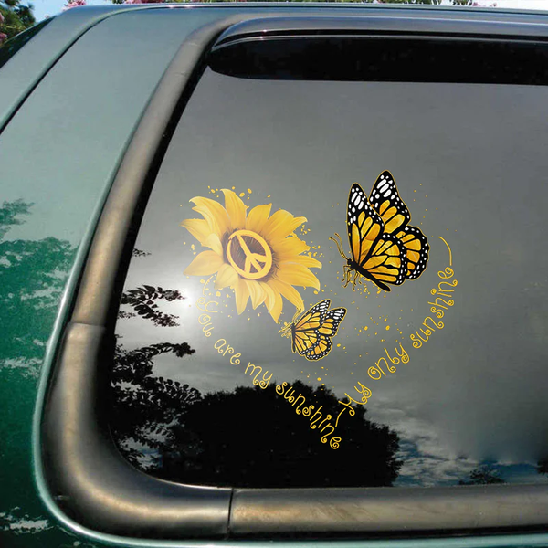 You Are My Sunshine Memorial Butterfly Custom Text Vinyl Car Decal Sticker