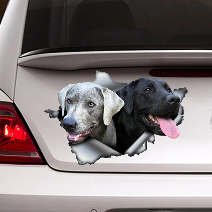 Black Silver Labrador Dogs 3D Vinyl Car Decal Stickers CCS3064