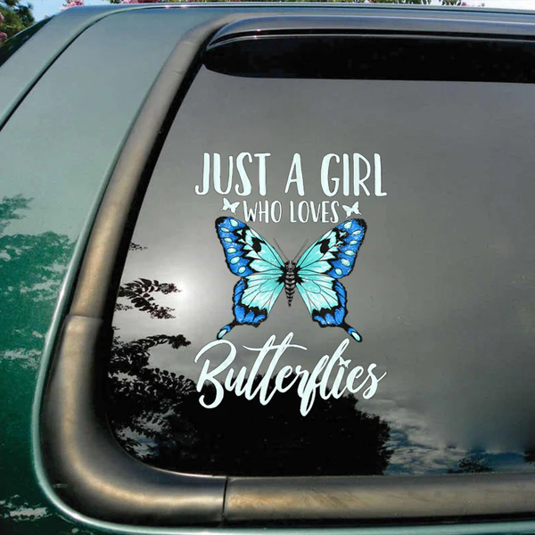 Just A Girl Who Love Butterfly Memorial Custom Text Vinyl Car Decal Sticker