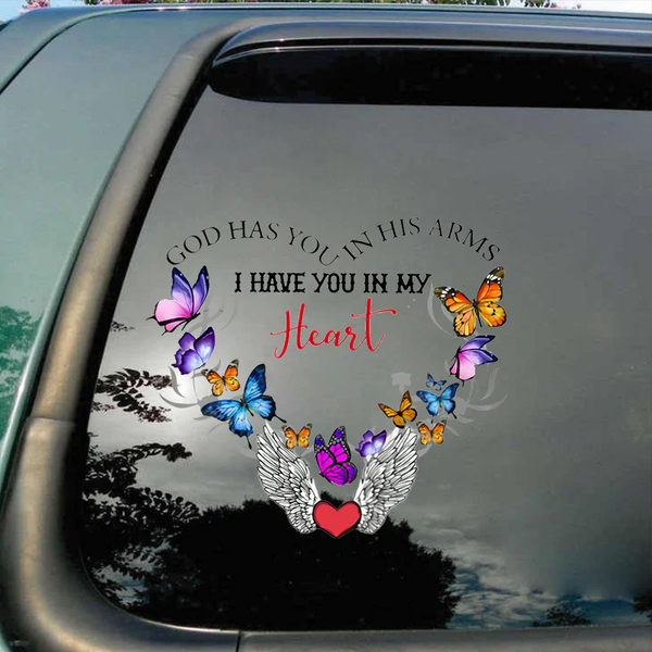 I Have You In My Heart Memorial Butterfly Vinyl Car Decal Sticker 