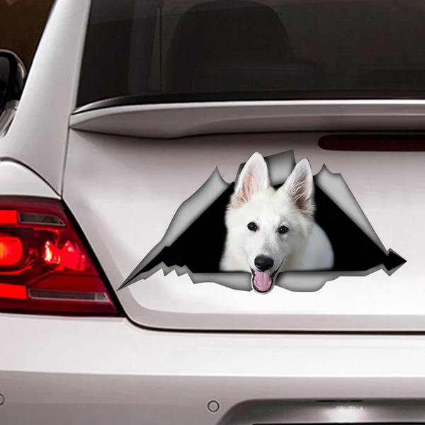 White Swiss Shepherd Dog 3D Vinyl Car Decal Stickers CCS3025