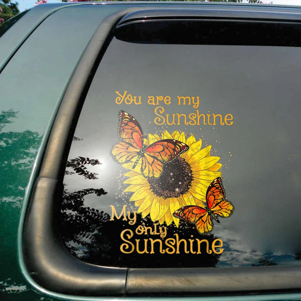 You Are My Sunshine Butterfly Sunflower Memorial Custom Text Vinyl Car Decal Sticker
