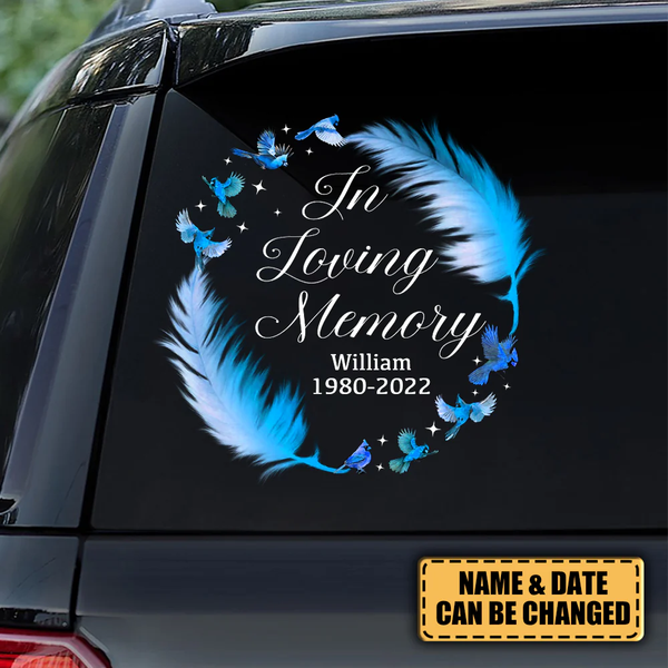 In Loving Memory Cardinal Memorial Custom Text Vinyl Car Decal Sticker