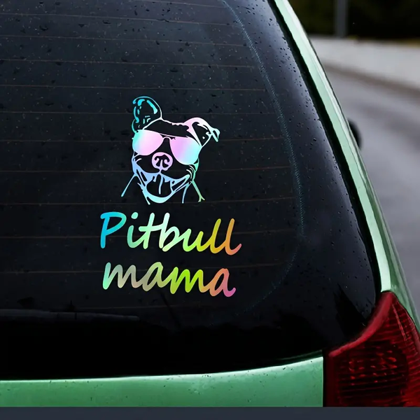 Pitbull Dog Mama Holographic Car Vinyl Bumper Stickers CS3344