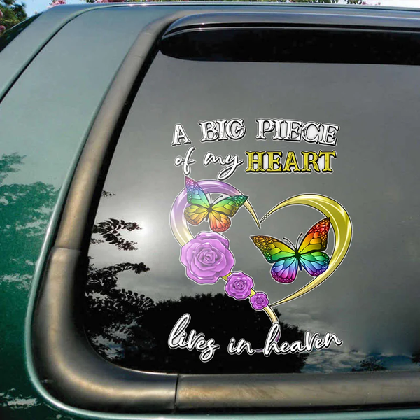 Big Piece On My Heart Live In Heave Memorial Butterfly Vinyl Car Decal Sticker
