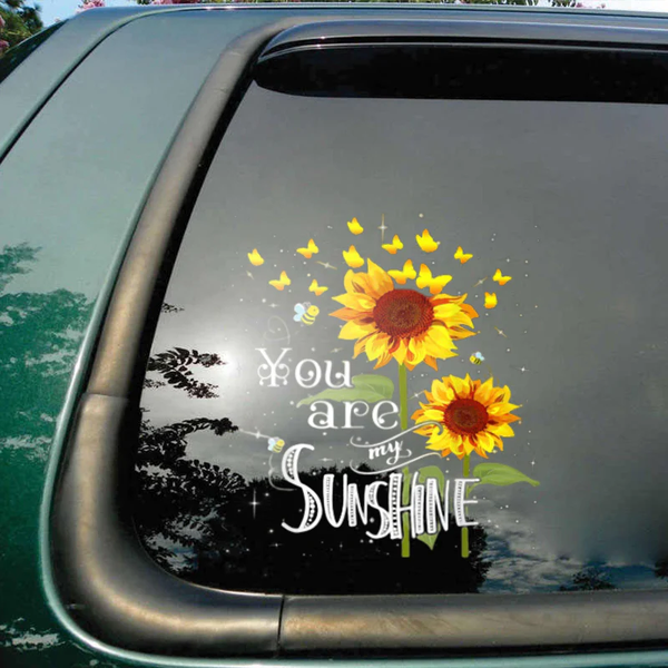 You Are Sunshine Sunflowers Bee Memorial  Custom Text Vinyl Car Decal Sticker