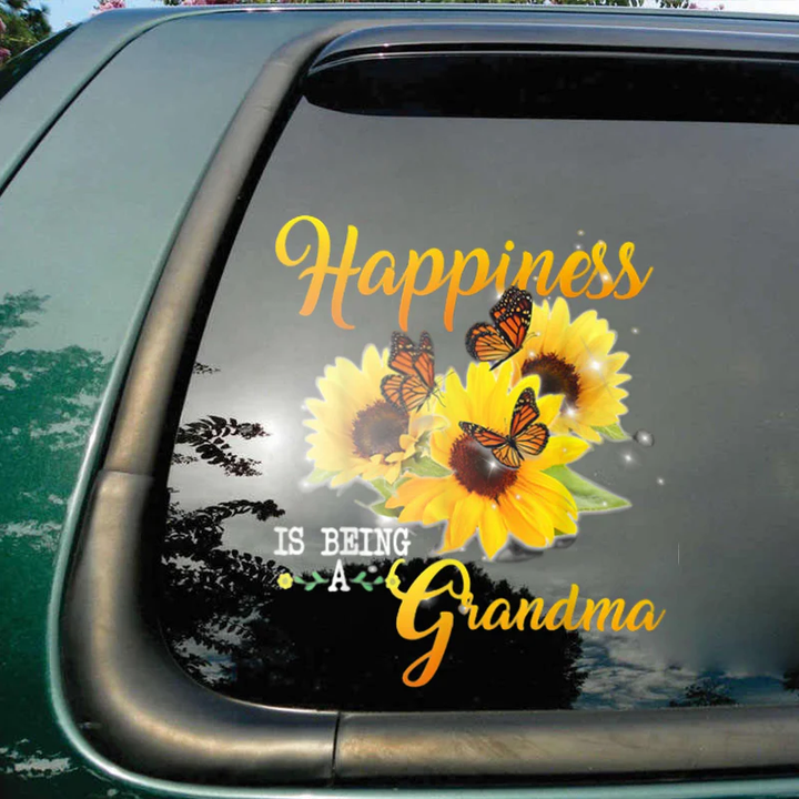 Happiness Is Being Grandma Butterfly Memorial Custom Text Vinyl Car Decal Sticker