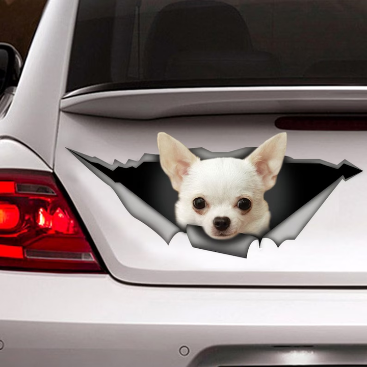 White Chihuahua Dog 3D Vinyl Car Decal Stickers CCS3051