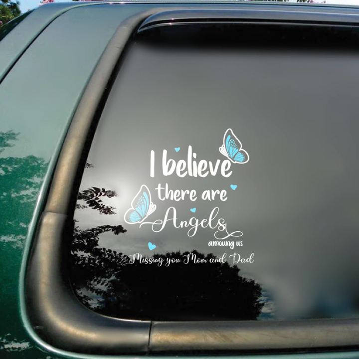 Angels Among Us Memorial Butterfly Custom Text Vinyl Car Decal Sticker